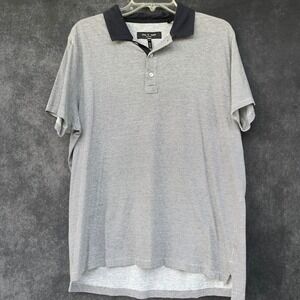 Rag & Bone Mens Gray Stripe Short Sleeve Polo Shirt Large